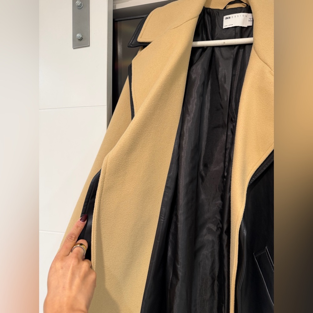 Topshop Black and Tan Women's Coat - Picture 7 of 10